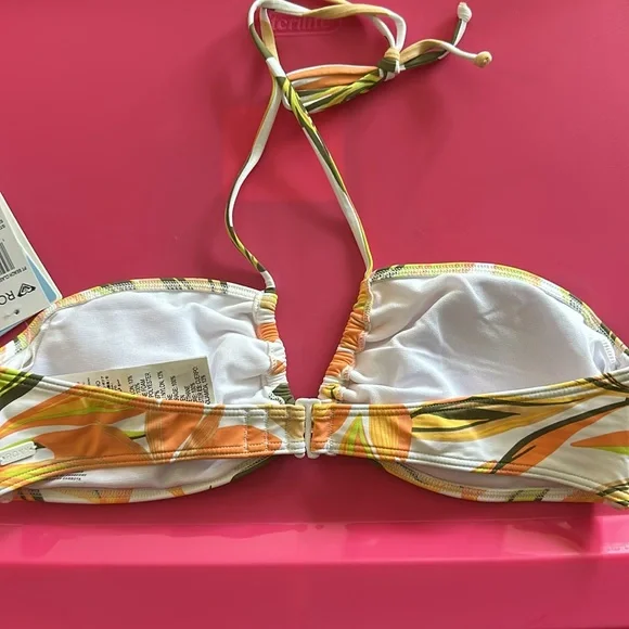 Roxy Printed Beach Classics Tri Bikini Top: TROPICAL PRINT: NEW WITH TAGS: SZ M - Picture 3 of 4